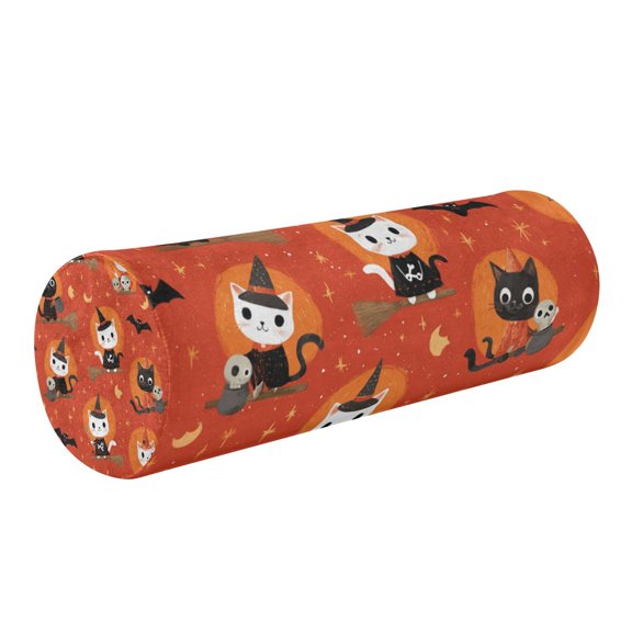 Cylindrical Pillow Decorative Neck Roll Pillow with Removable Washable Cover Roll Pillow for Knee Leg Neck Cat Riding A Broom