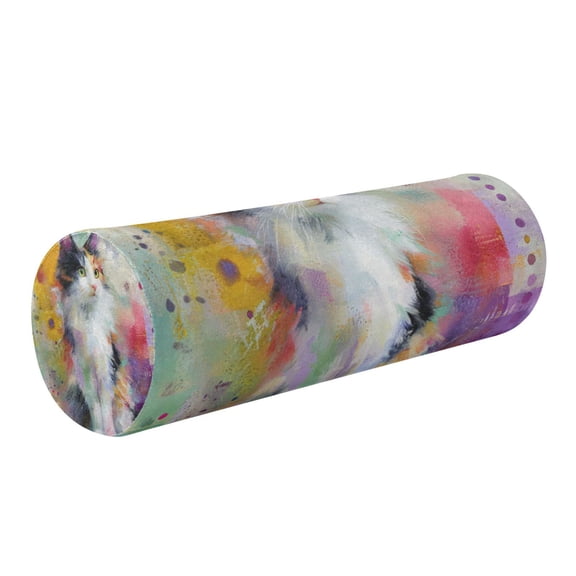 Cylindrical Pillow Decorative Neck Roll Pillow with Removable Washable Cover Roll Pillow for Knee Leg Neck Charming Hairy Cat