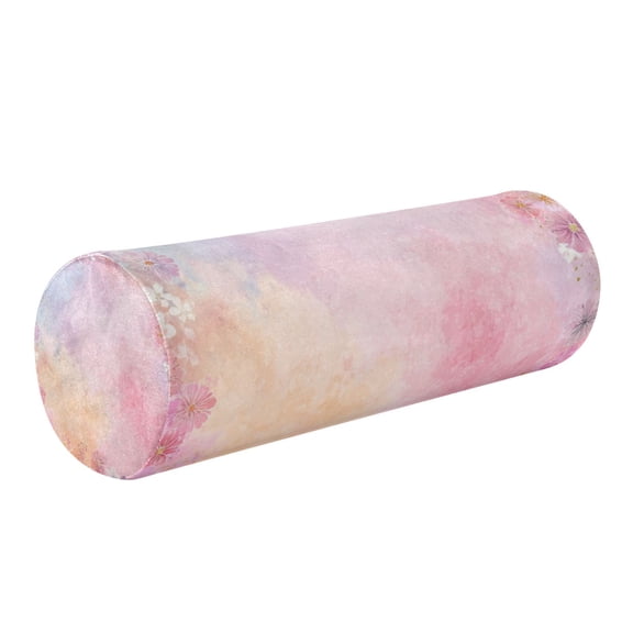 Cylindrical Pillow Decorative Neck Roll Pillow with Removable Washable Cover Roll Pillow for Knee Leg Neck Colorful Pastel Floral Pattern