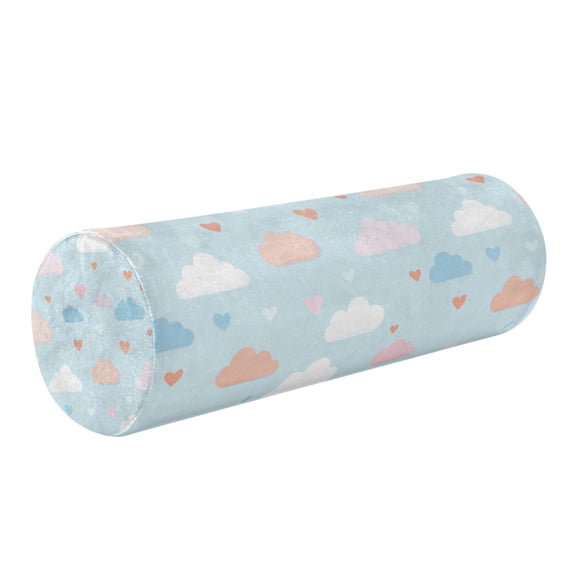 Cylindrical Pillow Decorative Neck Roll Pillow with Removable Washable Cover Roll Pillow for Knee Leg Neck Cute Clouds and Hearts Pattern
