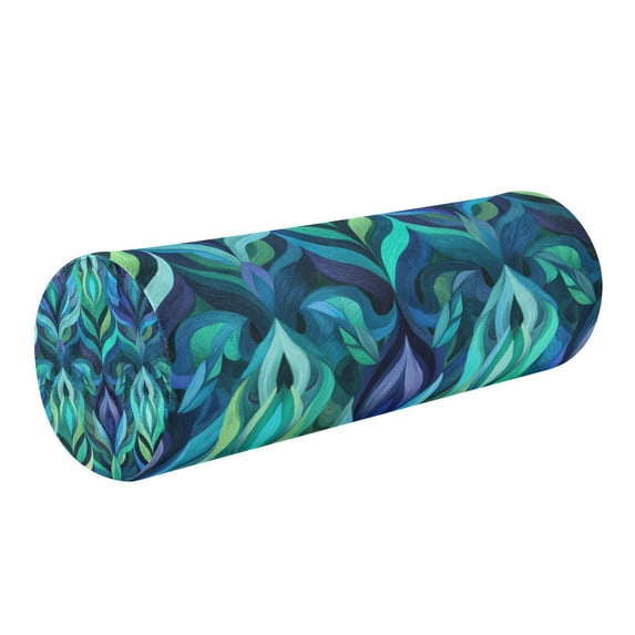 Cylindrical Pillow Decorative Neck Roll Pillow with Removable Washable Cover Roll Pillow for Knee Leg Neck Elegant Blue Abstract Shapes