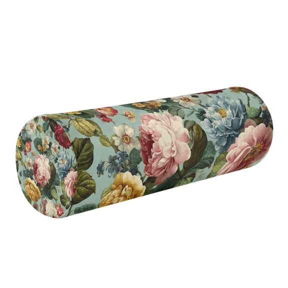 Cylindrical Pillow Decorative Neck Roll Pillow with Removable Washable Cover Roll Pillow for Knee Leg Neck Floral Pattern with Roses