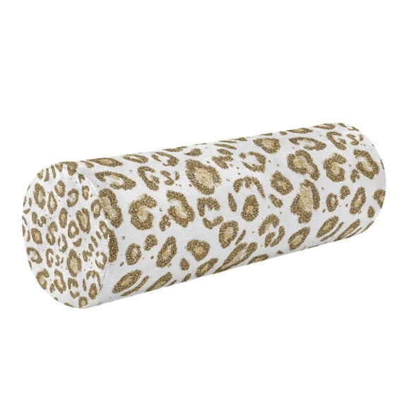 Cylindrical Pillow Decorative Neck Roll Pillow with Removable Washable Cover Roll Pillow for Knee Leg Neck Gold Leopard Print Pattern