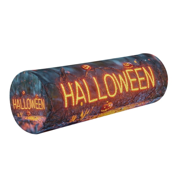 Cylindrical Pillow Decorative Neck Roll Pillow with Removable Washable Cover Roll Pillow for Knee Leg Neck Halloween Text Font