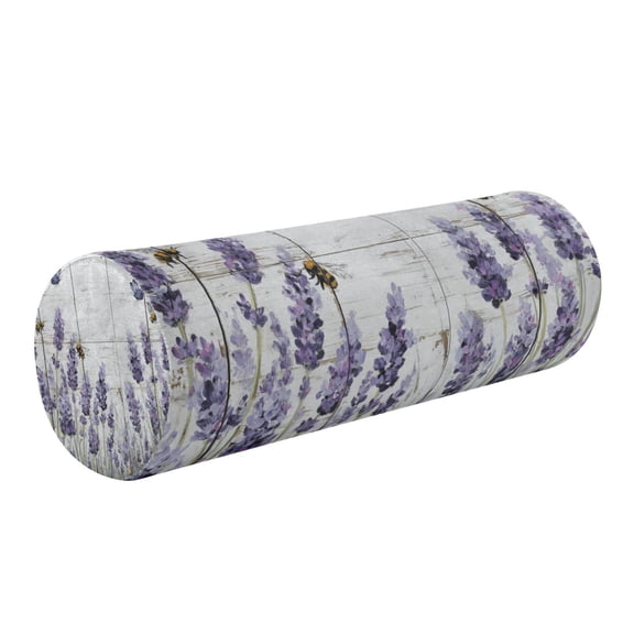 Cylindrical Pillow Decorative Neck Roll Pillow with Removable Washable Cover Roll Pillow for Knee Leg Neck Lavender and Bees