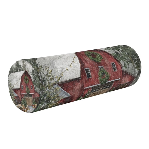 Cylindrical Pillow Decorative Neck Roll Pillow with Removable Washable Cover Roll Pillow for Knee Leg Neck Old Red Barn