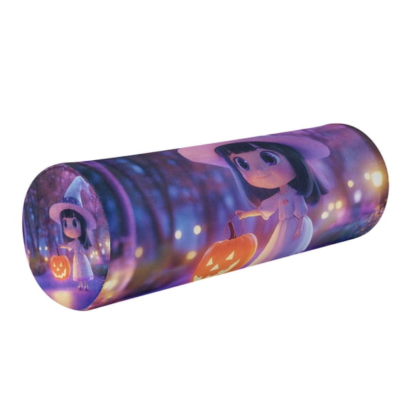 Cylindrical Pillow Decorative Neck Roll Pillow with Removable Washable Cover Roll Pillow for Knee Leg Neck Person Holding Pumpkin Lantern