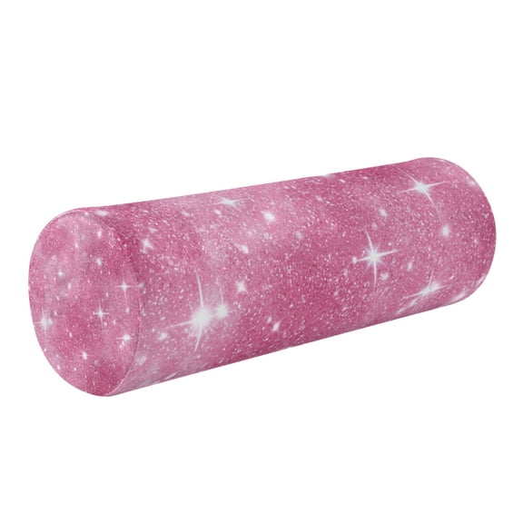 Cylindrical Pillow Decorative Neck Roll Pillow with Removable Washable Cover Roll Pillow for Knee Leg Neck Pink Glitter Background
