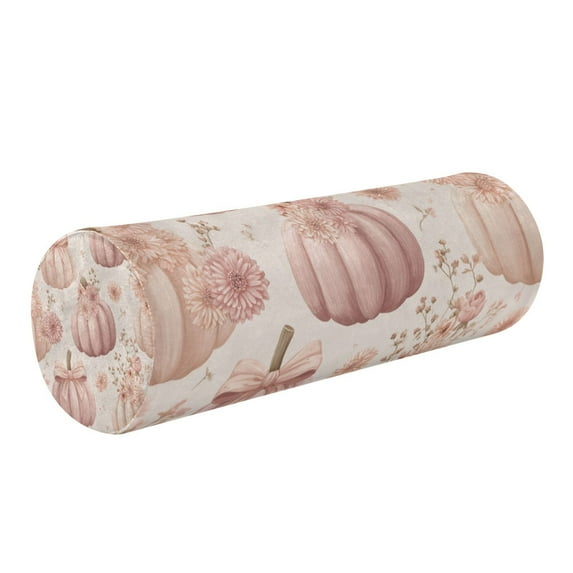 Cylindrical Pillow Decorative Neck Roll Pillow with Removable Washable Cover Roll Pillow for Knee Leg Neck Pumpkins Adorned in Bows and Flowers