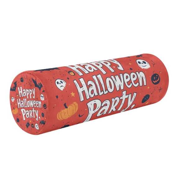 Cylindrical Pillow Decorative Neck Roll Pillow with Removable Washable Cover Roll Pillow for Knee Leg Neck Red Cute Halloween Pattern