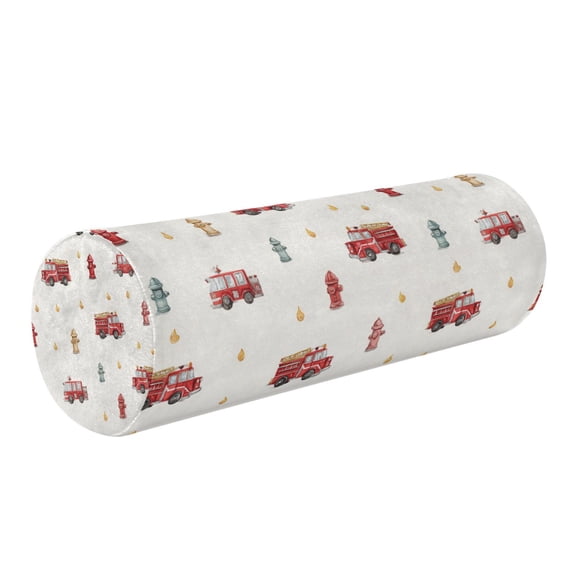Cylindrical Pillow Decorative Neck Roll Pillow with Removable Washable Cover Roll Pillow for Knee Leg Neck Red Fire Trucks Pattern