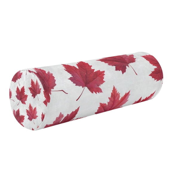 Cylindrical Pillow Decorative Neck Roll Pillow with Removable Washable Cover Roll Pillow for Knee Leg Neck Red Maple Leaves