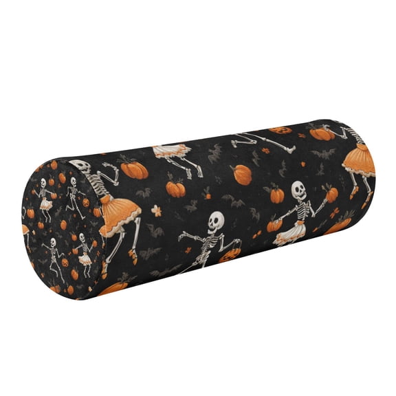 Cylindrical Pillow Decorative Neck Roll Pillow with Removable Washable Cover Roll Pillow for Knee Leg Neck Skeleton Carrying Pumpkin