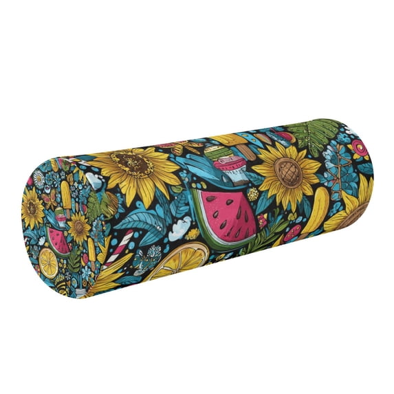 Cylindrical Pillow Decorative Neck Roll Pillow with Removable Washable Cover Roll Pillow for Knee Leg Neck Vibrant and Colorful Graffiti Patterns