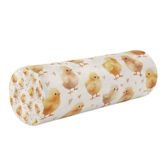Cylindrical Pillow Decorative Neck Roll Pillow with Removable Washable Cover Roll Pillow for Knee Leg Neck Yellow and Cream Chicks