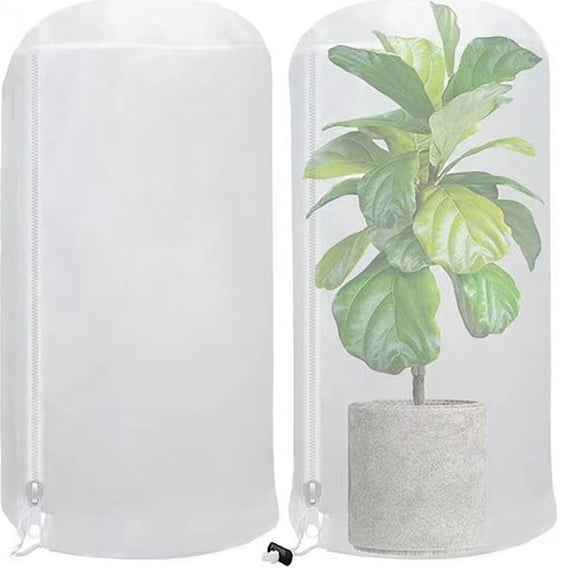 Cylindrical Plant Covers, Shrub Frost Jacket Covers With Zipper, Gardening Protecting Bag, Tree Protector Wrap For Winter, Non-Woven Fabric Plant Cover With Drawstring, 70.2"X39"