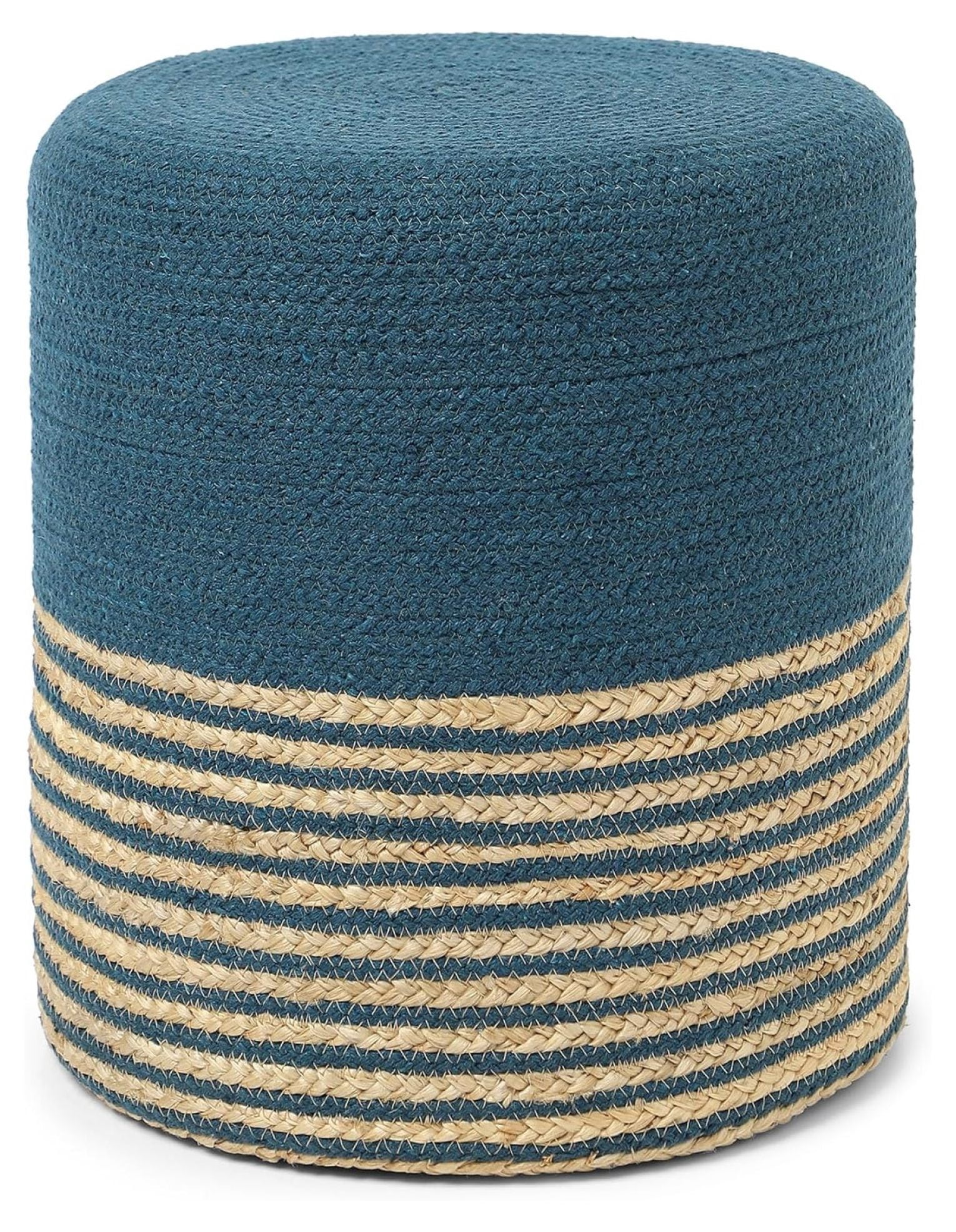 · Cylindrical Pouf Foot Stool Ottoman - Jute Braided Pouffe Poof Accent ...