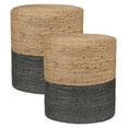 thumbnail image 1 of · Cylindrical Pouf Foot Stool Ottoman - Jute Braided Pouffe Poof Accent Sitting Footrest for Living Room, Bedroom, Nursery, Patio, Lounge - Set of 2 (14.5”x14.5”x16”; Natural Gray), 1 of 6
