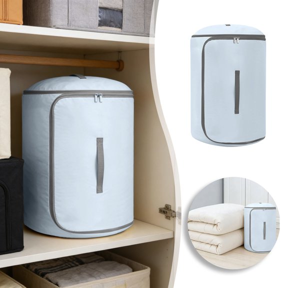 Cylindrical Self-Compression Quilt Storage Bag – Space-Saving Roll-Up Organizer for Blankets, Garments & Bedding, Large Capacity Closet/Travel Solution