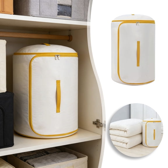 Cylindrical Self-Compression Quilt Storage Bag – Space-Saving Roll-Up Organizer for Blankets, Garments & Bedding, Large Capacity Closet/Travel Solution