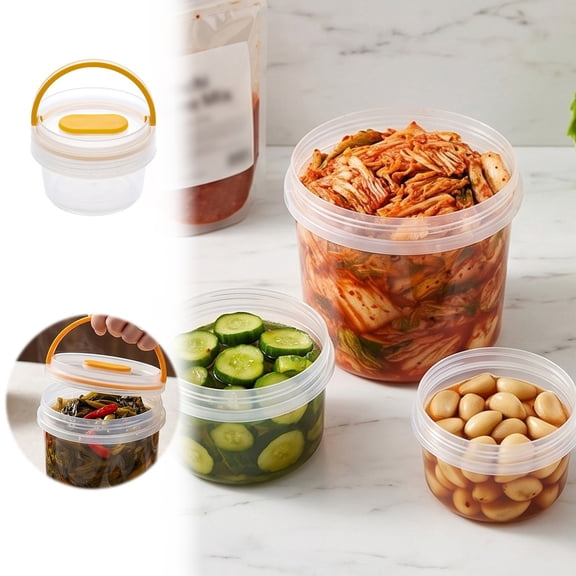 Cylindrical Storage Container With Handle & Lid Airtight Mini Jar Transparent Storage Can For Home Fruits Vegetables Dry Goods Snacks(Clear-9.5X7Cm)