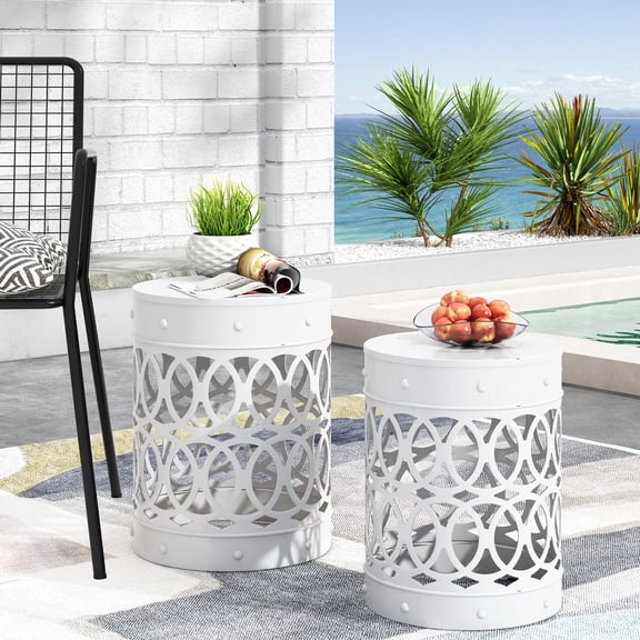 Cylindrical White Iron Tables | Suitable for Outdoor Reading Corners | Bring Durability and Style