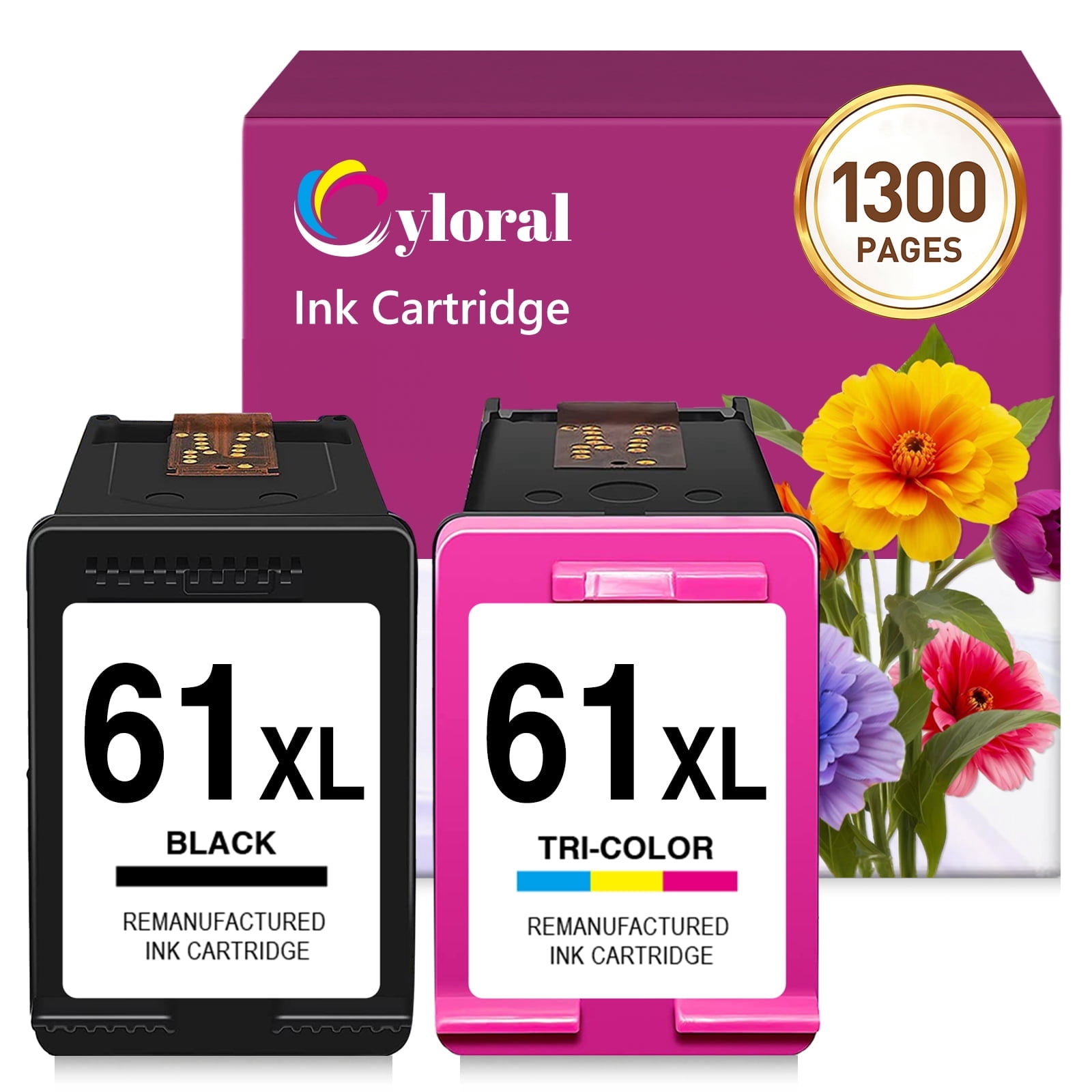 61XL Ink Cartridges Compatible with HP Printer Ink 61 Officejet 4630 2620 4635 Envy 4500 4501  5530 Deskjet 2540 3050 Printer Black and Color