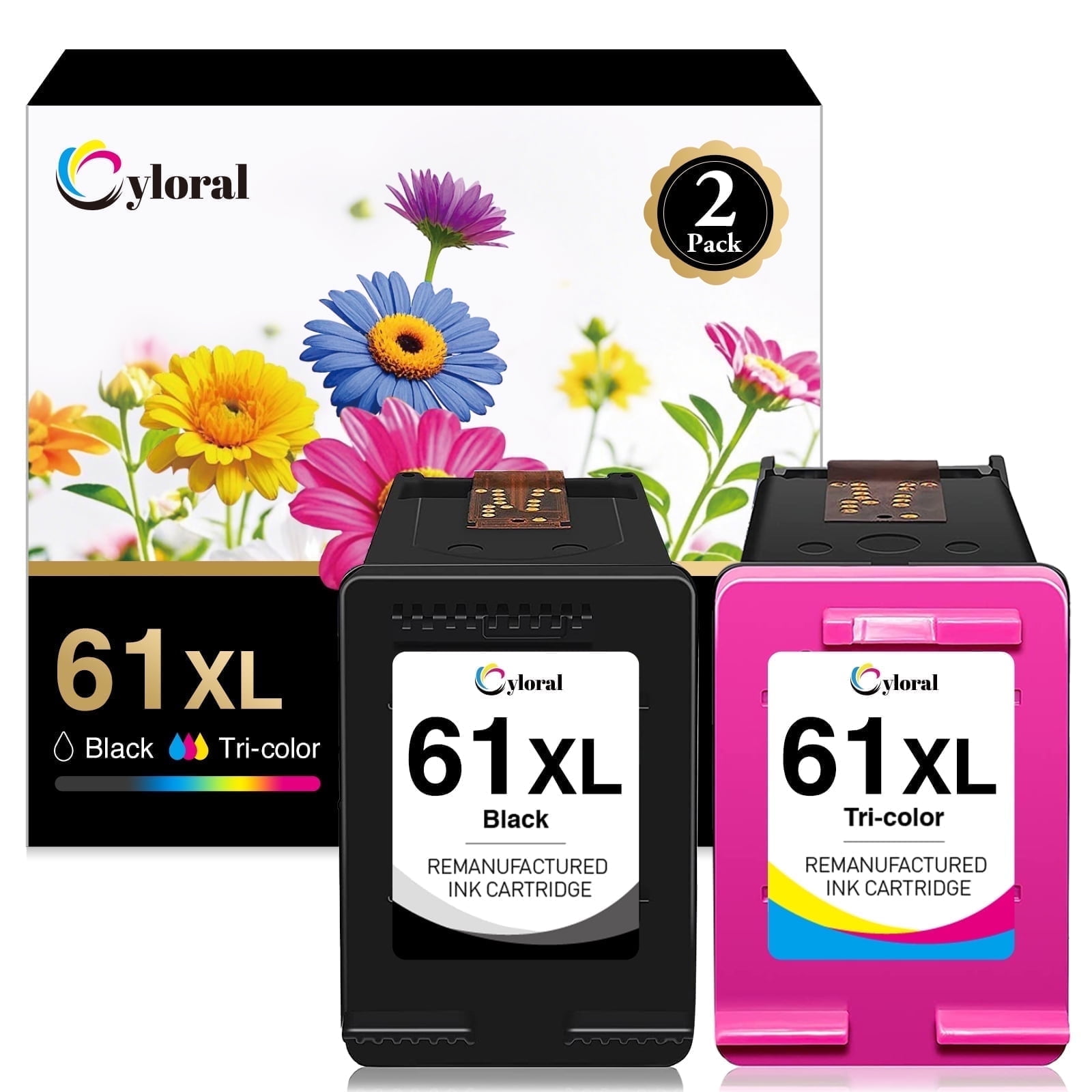 61XL Ink Cartridges Compatible with HP Printer Ink 61 Envy 4500 4501 5530 Officejet 4630 2620 4635 Deskjet 2540 3050 Printer Black and Color