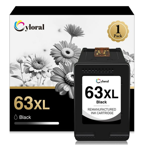 Cyloral 63XL Black Ink Cartridge Compatible with HP 63 Ink OfficeJet 3830 4650 5255 5258 4655 Envy 4520 4512 DeskJet 3630 1112 Printer High-Yield