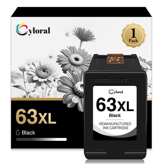Cyloral 63XL Black Ink Cartridge Compatible with HP 63 Ink OfficeJet 3830 4650 5255 5258 4655 Envy 4520 4512 DeskJet 3630 1112 Printer High-Yield