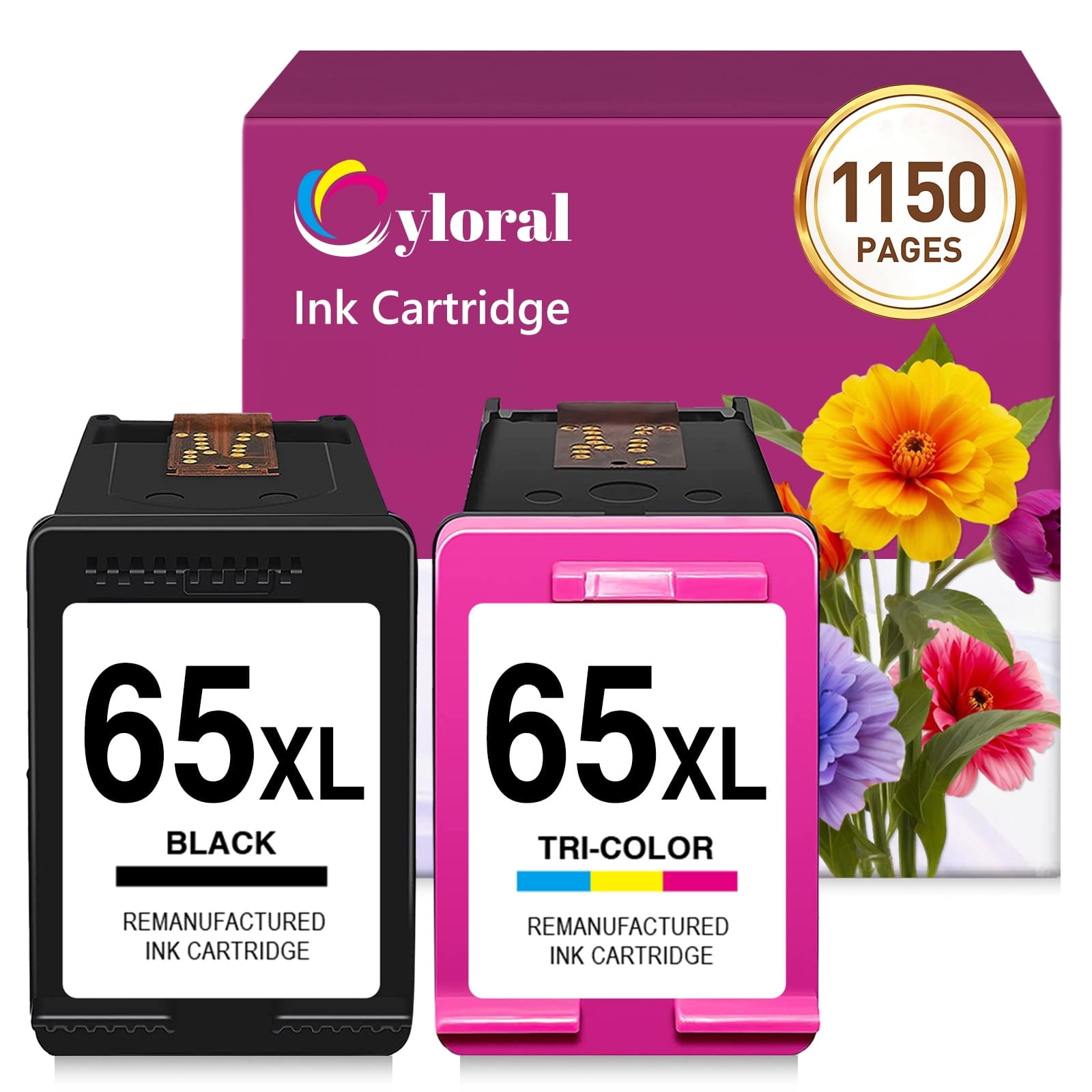 65XL Ink Cartridges Compatible with HP Printer Ink Deskjet 3722 3755 3720 3758 2652 2655 Envy 5055 5052 5058 Printer 65 XL Black and Color
