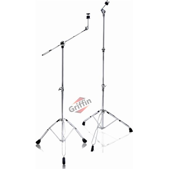Cymbal Boom & Straight Stand 2 Pack Set (Percussion TiltPro X Edition)  Double Braced Drum Hardware for Crash, Ride, Splash with Counterweight Arm Kit