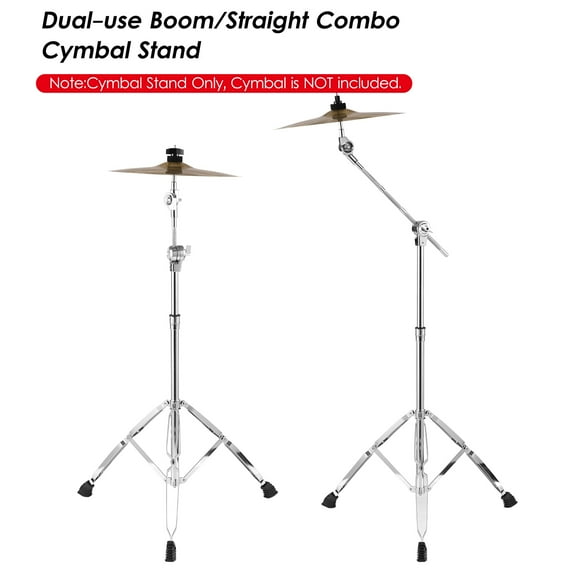 Cymbal Stand Straight & Boom Double Braced Legs Height Angle Adjustable Drum-kit Support Rack Heavy Duty Boom/Straight Combo with Rubber Feet Suitable for 14-20 inch Cymbals