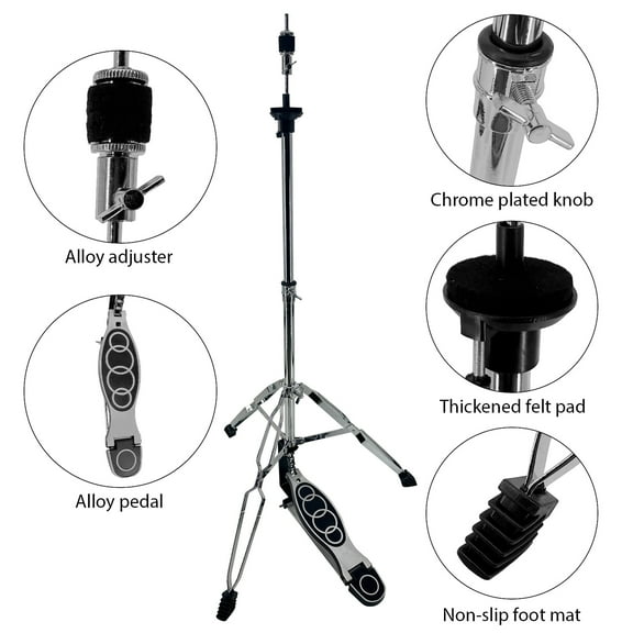 Cymbal Stand,With Smooth Pedal Adjustable Fit Universal Smooth Pedal 3 Portable Stand With Support Adjustable Fit 3 Support Adjustable Stand With Smooth Stand Portable Stand Wotao Silver