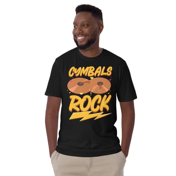 Cymbals Rock Destroy Silence Marching Band Percussion Player Short-Sleeve Unisex T-Shirt (Black, XL)