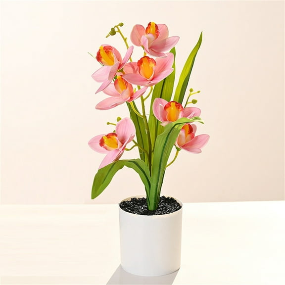 Cymbidium bonsai*1 Clearance! 7 Head Cymbidium Potted Bonsai Living Room Decoration Desk Desk Home Simulation Flower Decoration