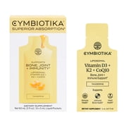 Cymbiotika Liposomal Vitamin D3+K2+CoQ10, 12 Gel Packets - Supports Bone and Joint Health