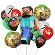 Cymylar 25pcs Miner Crafting Foil Balloons, Multicolor Pixel Video Game Birthday Decoration Balloons