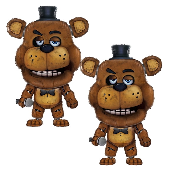 Cymylar 35 "Brown Five Nights Bear Balloon, Freddy's Birthday Party Mylar Balloon(2Pcs)