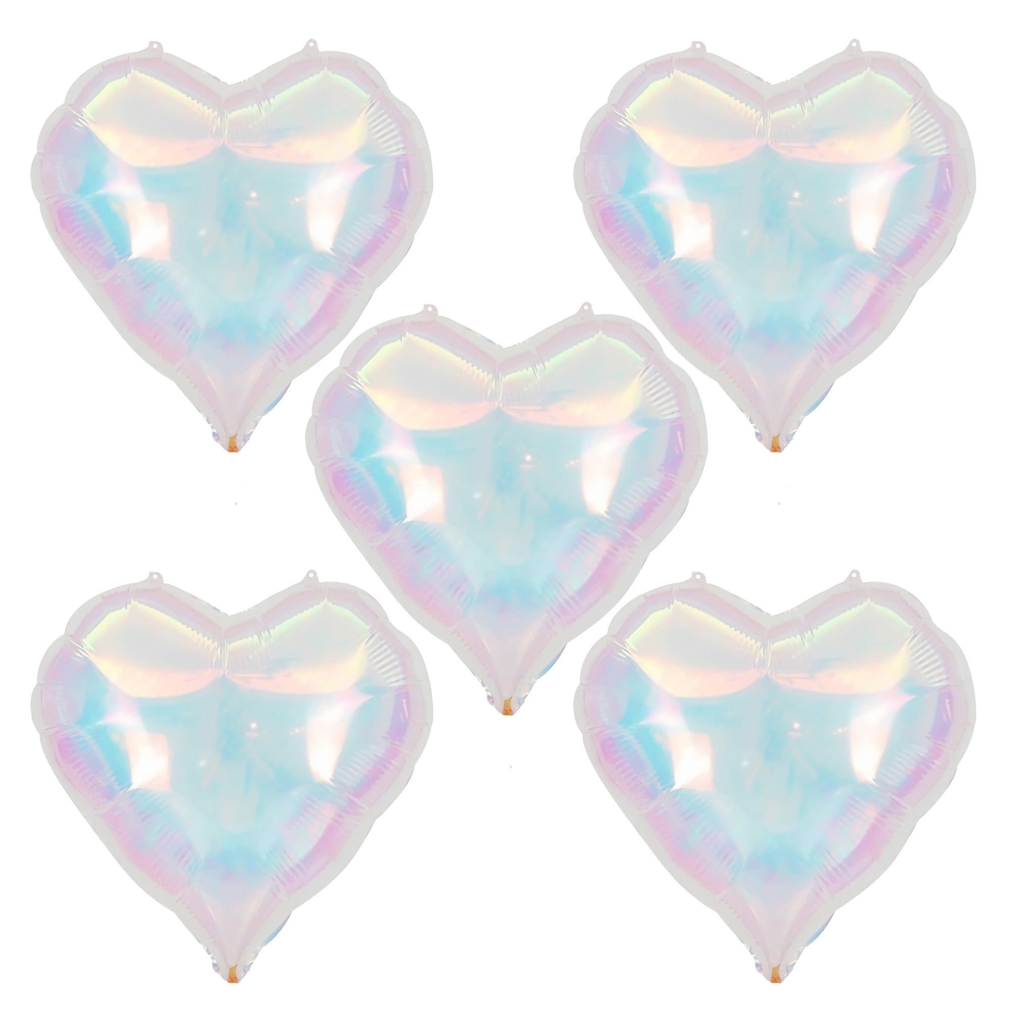 Cymylar 5Pcs Iridescent Heart Balloons,18 " Clear Foil Transparent Rainbow Birthday Party Balloons