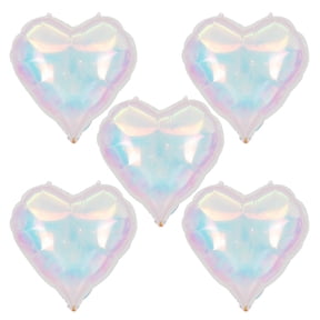 Cymylar 5Pcs Iridescent Heart Balloons,18 " Clear Foil Transparent Rainbow Birthday Party Balloons