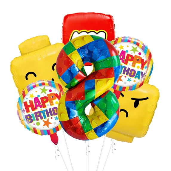 Cymylar 8th Birthday Block Balloon Set, 32-inch  Multicolor Birthday Party Baby Shower Decoration (6Pcs)