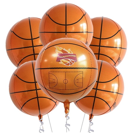 Cymylar Basketball Foil Balloon, Sports Themed Children's Birthday Party Decoration Orange(6Pcs)