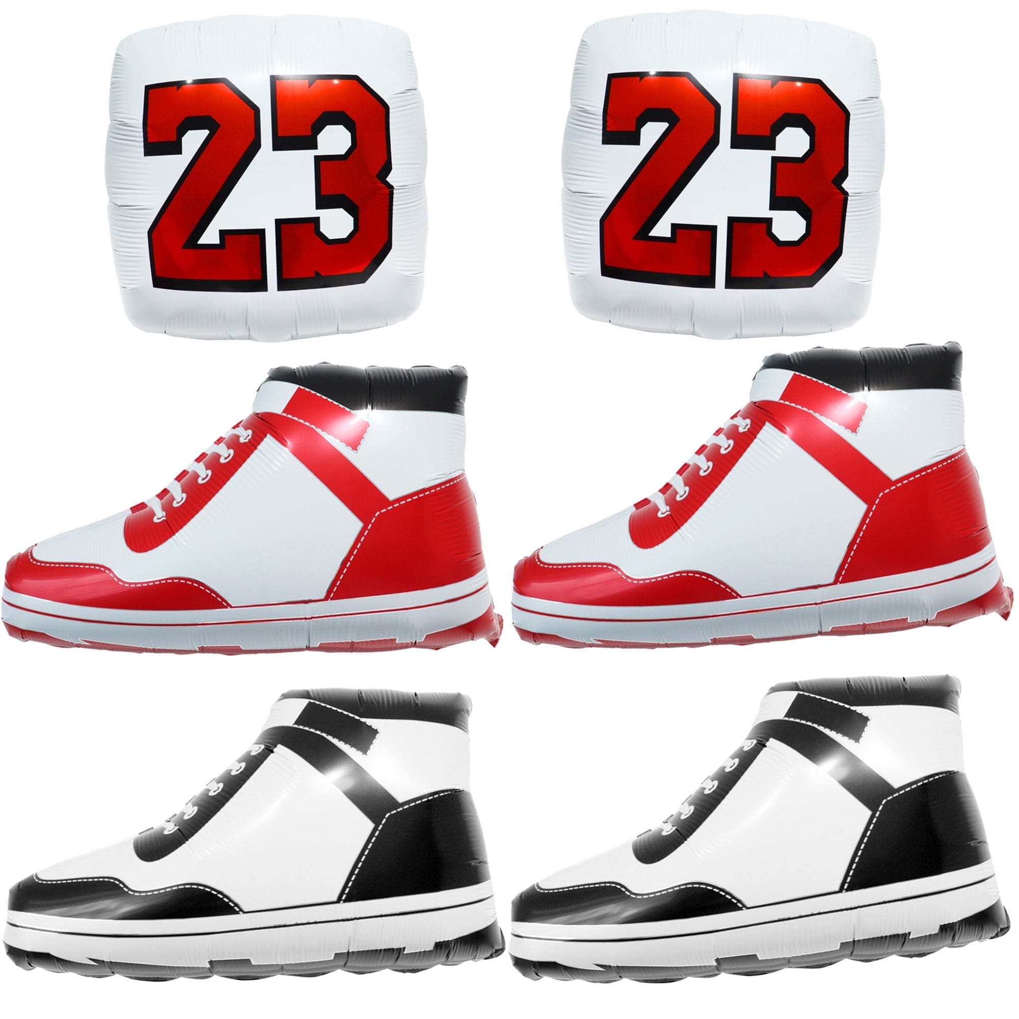 Cymylar Basketball Sneaker Balloon for Men, Sports Theme Birthday Party Supplies Black Red(8Pcs)
