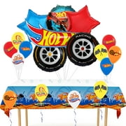 Cymylar Racing Car Tires Theme Birthday Party Decoration Balloon,  Tablecloth Party Supplies (21Pcs)