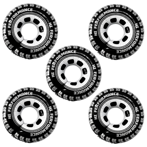 Cymylar Car Tire Foil Balloons, 30-inch Black Race Tyre Themed Birthday Party Decorations(5 Pcs)