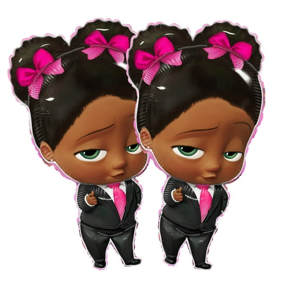 Cymylar Girl Balloon with Bow, 36 inch Birthday Baby Shower Party Decoration(2pcs)