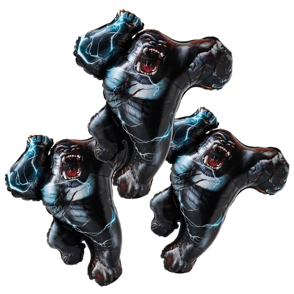 Cymylar King Kong Gorilla Foil Balloon,34 Inch Bluish black Animal Themed Birthday Decoration(3Pcs)