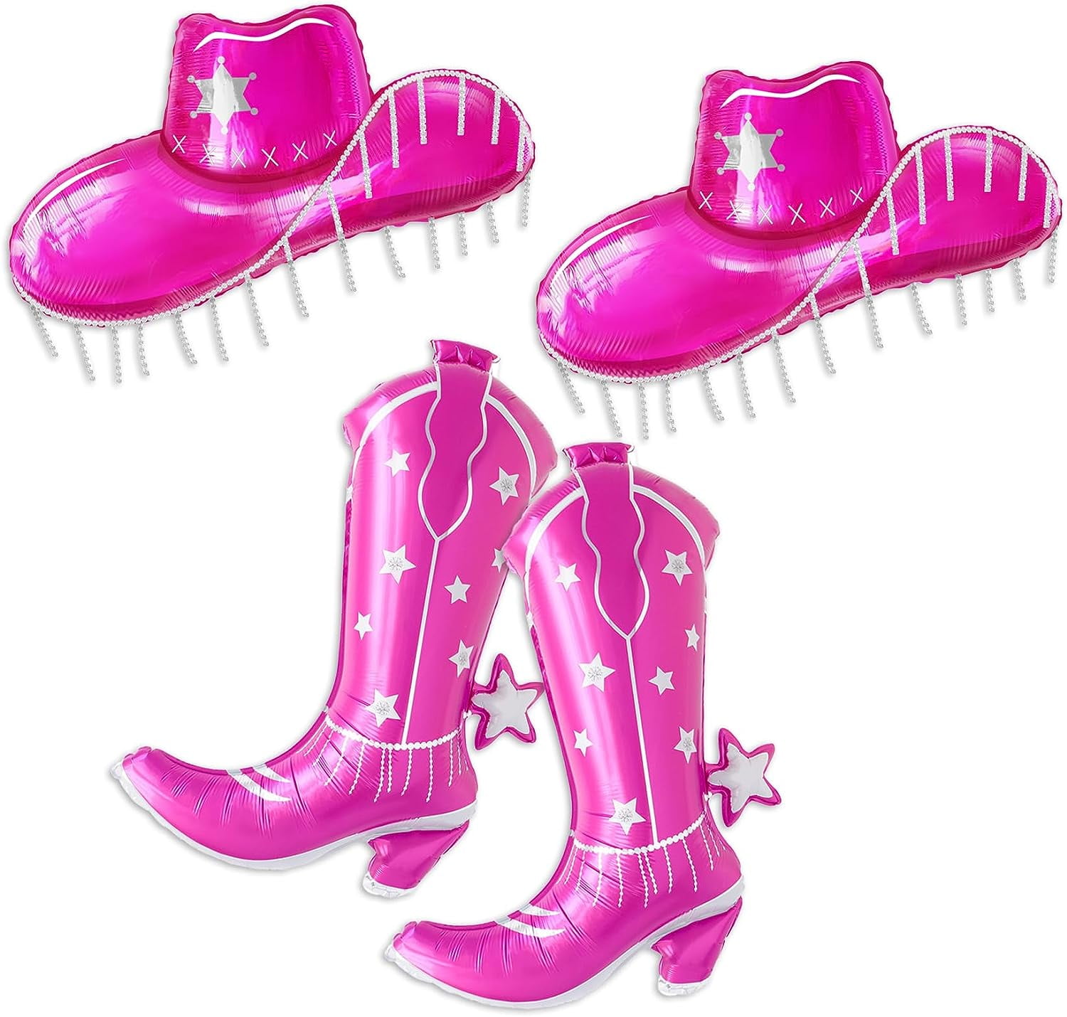 Cymylar Pink Cowgirl Boots and Hat Balloon,Western Cowgirl Balloons