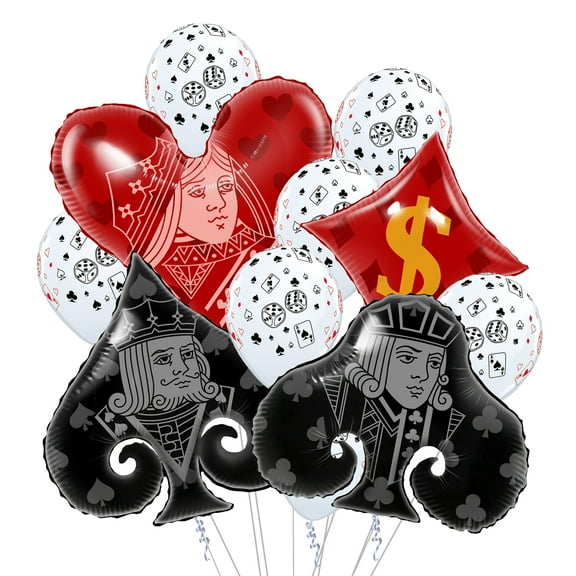 Cymylar Poker Foil Balloon, Casino-Themed Birthday Party Decoration (14pcs)